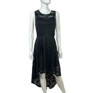 Muadress Sleeveless Black Lace High Low Dress